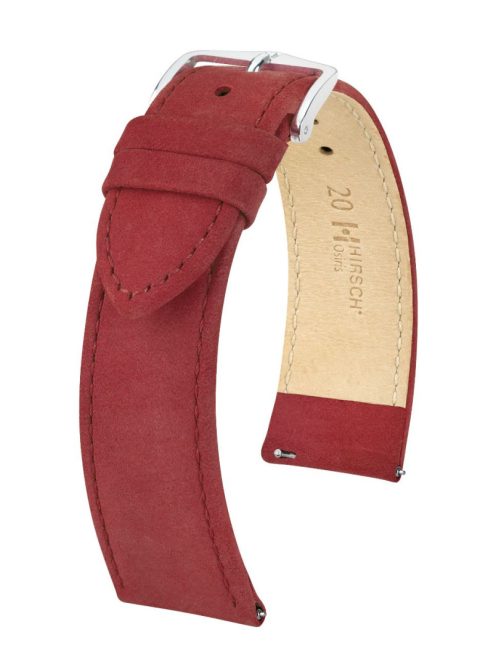 Hirsch Osiris Nubuck borjúbőr óraszíj, burgundi, 20/18M